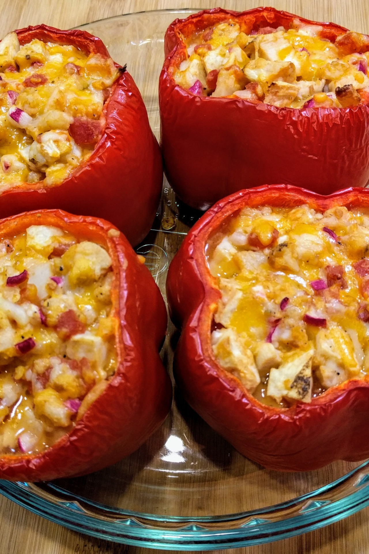 Chicken Stuffed Red Peppers with Cheese, Green Chilies, Habaneros, Radishes and Cauliflower Recipe